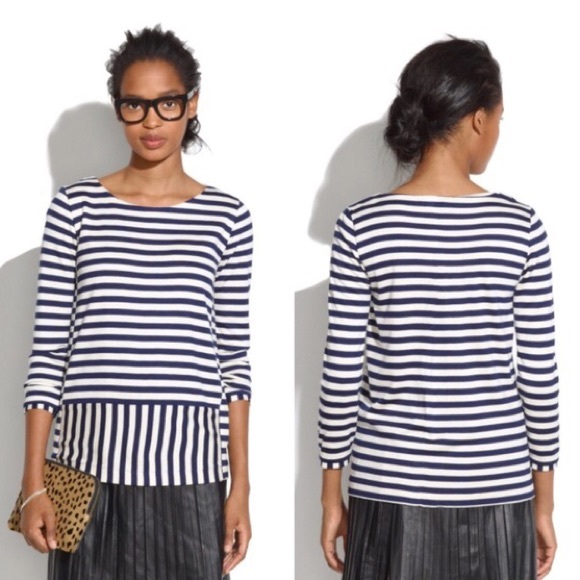 Madewell Stripeturn Ponte Top - Picture 1 of 5
